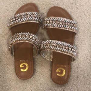 Guess embellished two strap slide on sandal size 8